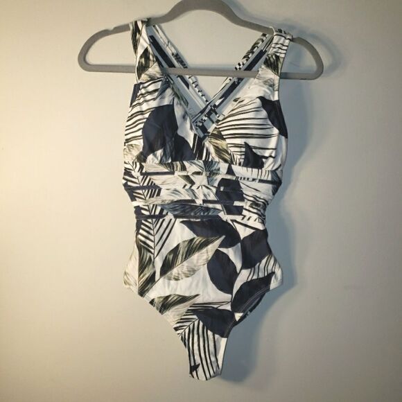 LA BLANCA TROPICAL LEAF FLOWER PRINT ONE PIECE SWIMSUIT SIZE 4 - Picture 1 of 6